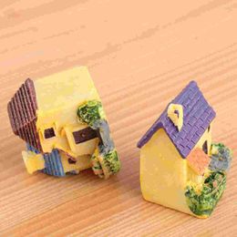 Garden Decorations 4pcs Miniature Resin House Ornament Figurines Villa Craft Decor DIY Landscape Bonsai For Patio Lawn