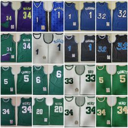 Throwback Basketball 34 Ray Allen Jersey Retro 33 Larry Bird Paul Pierce 5 Kevin Garnett 6 Bill Russell Tracy McGrady Penny Hardaway 32 Vintage White Green Black