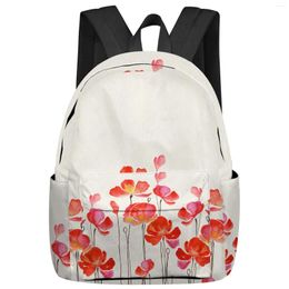 Backpack Red Watercolour Poppies Women Man Backpacks Waterproof Travel School For Student Boys Girls Laptop Book Pack Mochilas