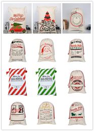 19 Patterns Santa Sacks Christmas Canvas Bags 197275 inch Goody Gift Bags for Christmas Present Canvas Stocking with Drawstrin6000980