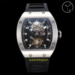 2024New YS Factory Men's Watch RM001 True tourbillon Mechanical Movement Upgrade Tempered glass double layer literal rubber strap Steel case sapphire mirror