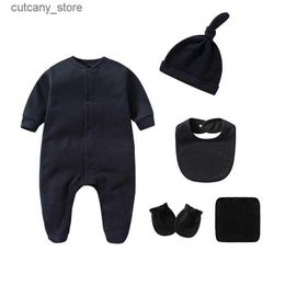 Jumpsuits 2023 Newborn Baby Boy Clothes Sets 3/5PCS Unisex Solid Cotton Baby Girl Clothes Pajamas Romper Jumpsuit Spring Autumn Ropa Bebe L240307