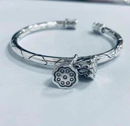 Bangle 2023 Vintage Lotus Bracelet Unisex Silver Colour Open Personality Bell Banquet Jewellery Accessories Gift4794585