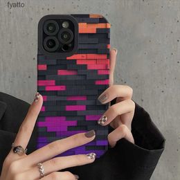 Cell Phone Pouches Gradient Patchwork Colour Block Silicone Phone Case Pro Max Max Leather Texture Soft Back CoverH240307