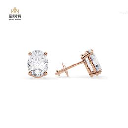 14k Rose Gold Stud Earrings Diamond Oval Cut Jewelry Lab Earring Custom