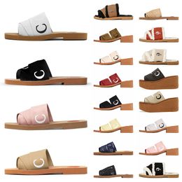 Luxury Sandals Woody Mule Flat Slides Designer Canvas Slippers Womens Letter sandal slipper shoes casual Pantoufle Summer Chlos Flat Flip Flops women Famous