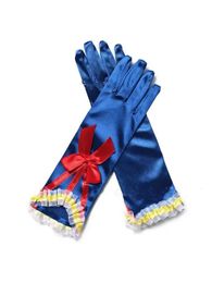 5pair Baby Long Gloves Cartoon Four Seasons Finger Blue Lace Bow Girl Children Princess Christmas Party Birthday Present 240226