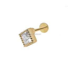 Fine Jewelry 14k Solid Gold with Moissanite Screw Earring Rectangle Shape Stud Hot Sale Real for Women Gift