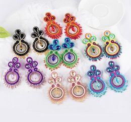 Dangle Chandelier KpacoTa Ethnic Boho Style Women39s Earrings 2022 Handmade Jewellery Fashion Braided Soutache Pendant Earring 3820370
