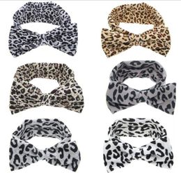 Baby Headbands Girls Bowknot Leopard Headband Bow Elastic Cotton Hairband Turban Rabbit Ear Head Wrap Fashion Hair Band Accessorie6834899