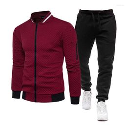 Running Sets Autumn Mens Tracksuit Casual Men Zip Cardigan Baseball Jacket Pants 2 Piece Suit Striped Jogging Sportsuit Male Sweatsui