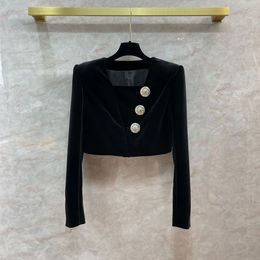 Vinatge 2024 Black Square Neck Buttons Long Sleeves Women's Cardigans Designer High End women blazer 30712