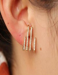 Stud Earrings 925 Sterling Silver Gold Colour Micro Pave Sparking Tiny Cz Short Bar Cartilage Earring For Women Punk Fashion Jewelr5358980