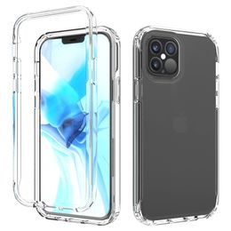 Full 2 in 1 Transparent Case for iPhone 14 15 ProMax Plus 13 Pro Max 12 11 Suitable iphone15 2in1 PC + TPU Cover 1PC