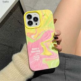 Cell Phone Pouches Watercolour Gradient Wrinkle Pattern Phone Case Pro Max Fashion Candy Silicone Soft Shockproof CoverH240307