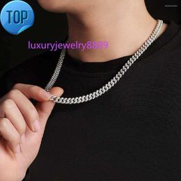 Chains HOYON S925 Sterling Silver Moissanite Diamond Cuban Collar Chain Womens Hip Hop Mens Necklace 8mm Premium Jewellery Support Test
