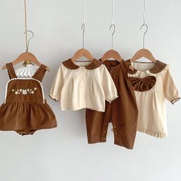 Dresses Infant Baby Girls Long Sleeve Shirt + Straps Pants Children's Suit Leisure Newborn Kids Baby Girls Dress Clothing Clothes Sets