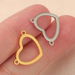 Charms WZNB 5Pcs Hollow Hearts For Jewelry Making Stainless Steel Pendant Connector Diy Earring Necklace Handmade Accessories