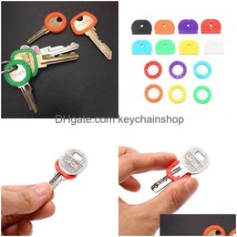 Keychains & Lanyards 24 32Pcs Round Soft Sile Hollow Mti Color Rubber Keys Locks Cap Key Ers Keyring Elastic Case Keychains2616 Drop Dhq06