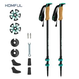 Homful Nordic 195gpc Trekking poles Walking sticks Alpenstock Telescopic ultralight Premium Carbon Adjustable with Quick Lock 240304