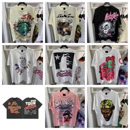 Rap Mens and Womens T-shirt Rapper Washed Heavy Craft Unisex Short Sleeve High Street Vintage Hell Woman Designer T-shirts-xl81xh