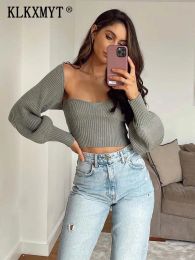 Pullovers Klkxmyt 2023 New Women Long sleeve Knitting Sweater With Vest Femme Chic Design Casual Pullovers High Street Ladies Tops