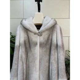 2023 New Cross Whole Velvet Cap Long Women's Mink Coat Fur 299609