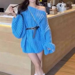 Women's Sweaters Loose Fit Korean Style Knit Sweater With Patchwork Design For Women Long And Cosy Pullover Autumn Winter