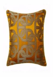 Contemporary Dark Orange Geometric Pillow Case Modern Square 45x45cm Rope Pipping Jacquard Woven Home Floor Sofa Cushion Cover3491204