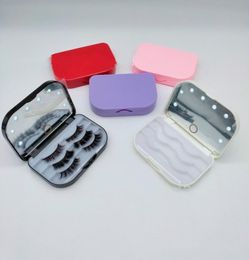 LED 3 pairs 3D Mink Eyelash plastic Package Boxes False Eyelashes Packaging Empty Case Lashes Box with holder mirror Makeup Tool2583925