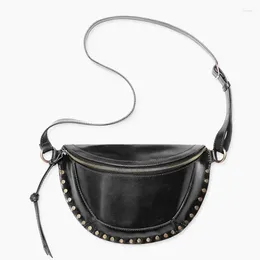 Bag Women Shoulder Female Crossbody Lady Rivet Decoration Genuine Leather Metal Chest Bags Sac A Mian