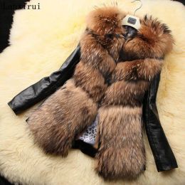 Fur Fur Jacket Gilet Winter Thick Warm Leather Mink Faux Fur Coat Collar Women Pelliccia Ecologica Manteaux Fausse Fourrure XXXL