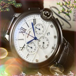 Crime Premium Mens Full Functional Watches Stopwatch 43mm Quartz Movement Male Time Clock Watch Popular Genuine Leather Belt annua278K