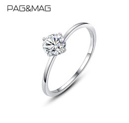 PAGMAG 05ct 56mm EF Round 18K White Gold Plated 925 Silver Ring For Women Diamond Wedding Band Anniversary Gift 2201219003086