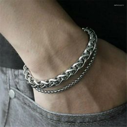 Charm Bracelets Domineering Silver Titanium Steel Bracelet For Men Cool Personalised Stainless Chain