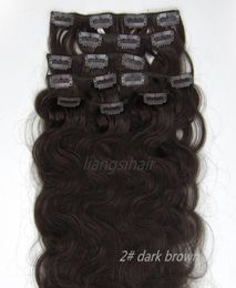 Body Wave Style Clip in Hair Extension 18quot26quot 8pcs 2 Dark Brown Brazilian Indian Peruvian Malaysian Virgin Curly Remy9781682