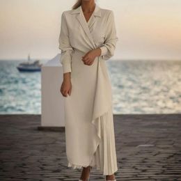 Casual Dresses Loose Shirt Long Women Autumn Winter Resort Style Waist Cinching Dress Formal Vintage Wedding Guest