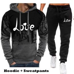 LOVE Printed Fashion Hoodie Men Sweatshirt and Sweatpant Tracksuit Youth Jogging Suits S-4XL 240307