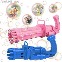 Novelty Games Baby Bath Toys Gatling Bubble Gun Childrens Automatic 8-hole Machine Party Summer Indoor and Outdoor Toy Gifts Q240307