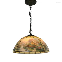 Pendant Lamps American Glass Lights Country Grilled Bend Art Hanging Luxury Dining Room Bedroom