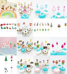 Whole Banners 16 Styles Caertoon Cupcake Topper Flower Fairy cake Toppers Picks for Birthday Decorations Home Party Cupcakes D2669922
