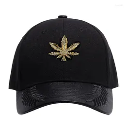 Ball Caps Metal Crystal Golden Baseball Cap Cotton Graffiti Hats Adjustable Casual Hip Hop Flat Brimmed Snapback Black