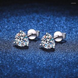 Stud Earrings Real 0.5ct D Colour Moissanite For Women 925 Sterling Silver 3 Prong Lab Diamond Ear Studs Pass Test