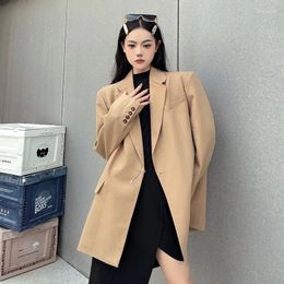 Women's Suits Insozkdg Women Suit Silhouette High-end Design Pin Blazer Loose Versatile Long-sleeved Top Trendy Fashion