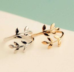 Gold Black Silver Colour Olive Tree Branch Leaves Open Ring for Women Girl Wedding Rings Adjustable Knuckle Finger Jewellery Xmas Q078608004