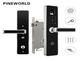 PINEWORLD Biometrischer Fingerabdruck Smart LockHandle Elektronisches TürschlossFingerprintRFIDKey Touchscreen Digitales Passwortschloss 2019091251