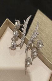 Stud Bilincolor Silver Colour Cubic Zircon Pave Setting White Pearl Fruit Earring for Women 2211115577248