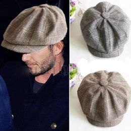 Whole Men Women Retro Baker Boy Hat Newsboy Gatesby Tweed Country Golf Sun Flat Beret Cap 239J