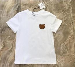 Kids Cotton Tshirts Short Sleeve Tees Tops Boys Girls Children Casual Letters Printed Bear Pattern Clothing Pullover White Black 9360066
