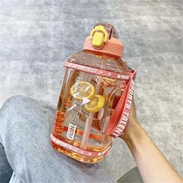 Water Bottles Liter Bottle With Straw Female Large Portable Travel Sports Fitness Cup Summer Cold No BPA